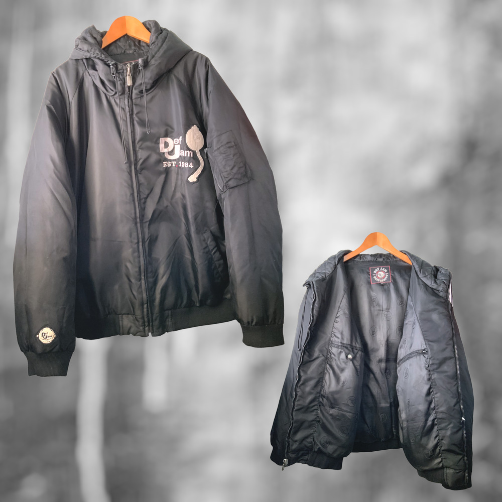 Def Jam University Hooded 3XL Mens Puffer Bomber Jacket Y2K 1984
